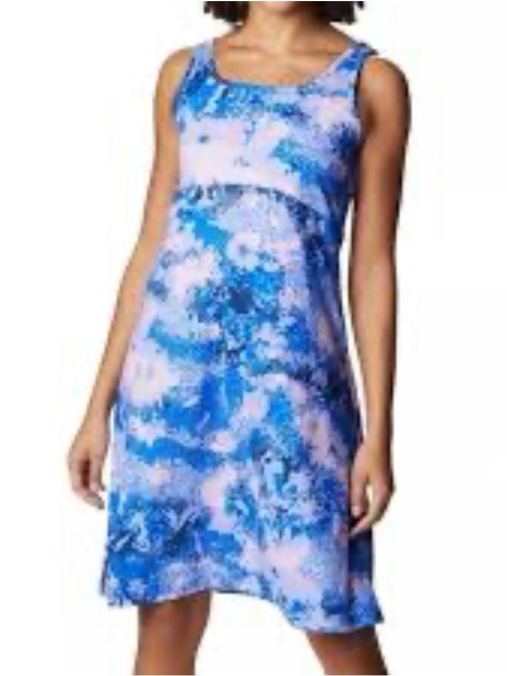 Columbia Blue and Pink Printed Midi Dress
